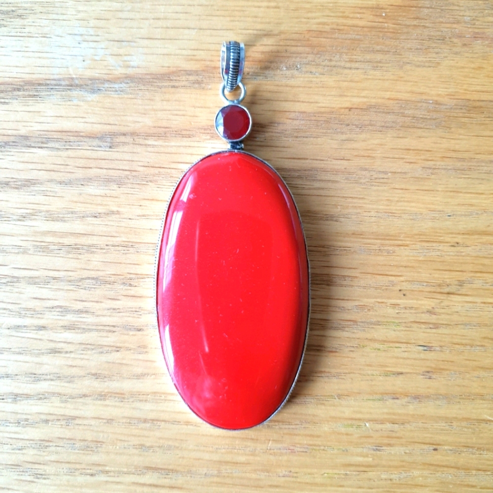European Red Necklace Charm, Handmade